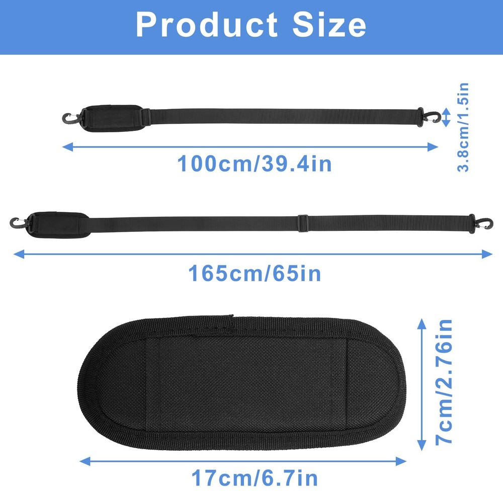 Shoulder Strap, 65 inch Adjustable Duffel Bag Strap Black