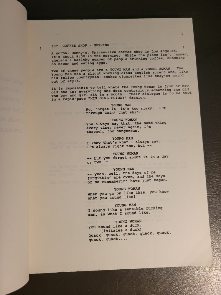 PULP FICTION – VINTAGE 1993 PRODUCTION-DISTRIBUTED SCRIPT