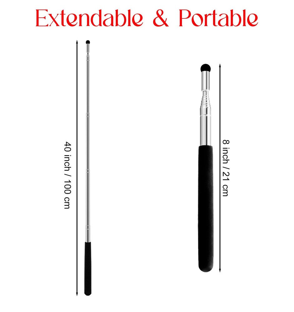 Retractable Stick, 39" Extendable Pointer with Non-Slip Frosted Handle,...