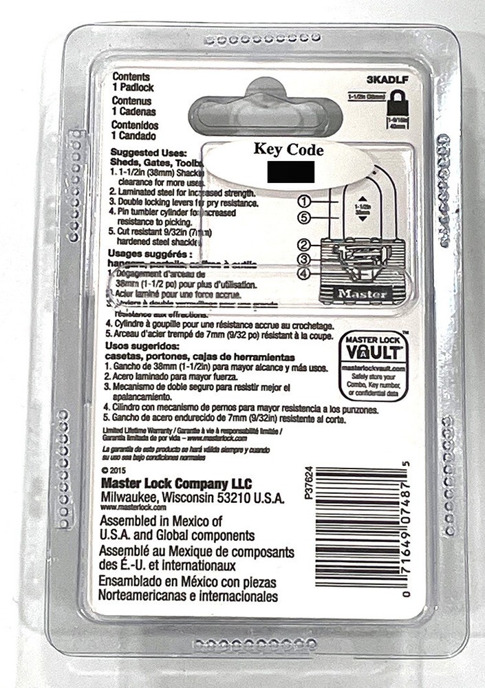New MasterLock Keyed Padlock