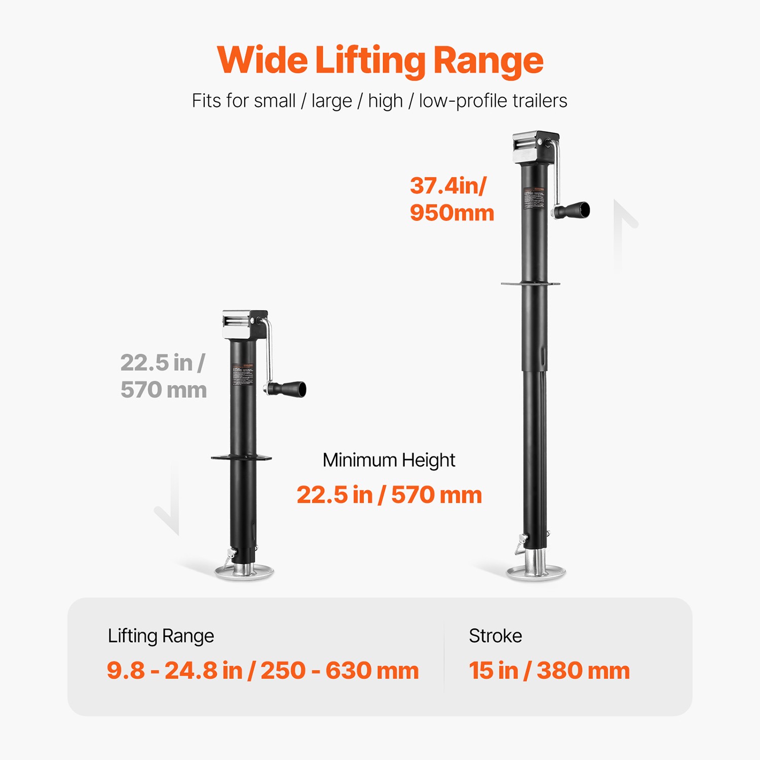 A Frame Trailer Jack Bolt on Trailer Tongue Jack 5000 lbs 15-inch Travel
