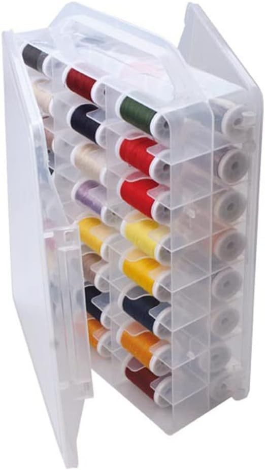 46 Grids Sewing Organizer, Double Sided Thread Box Storage, Portable Clear Pl...