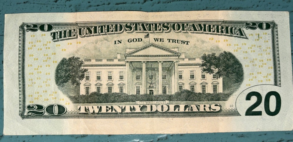 Error Miscut Misaligned US $20 Twenty Dollar Bill Banknote 2004