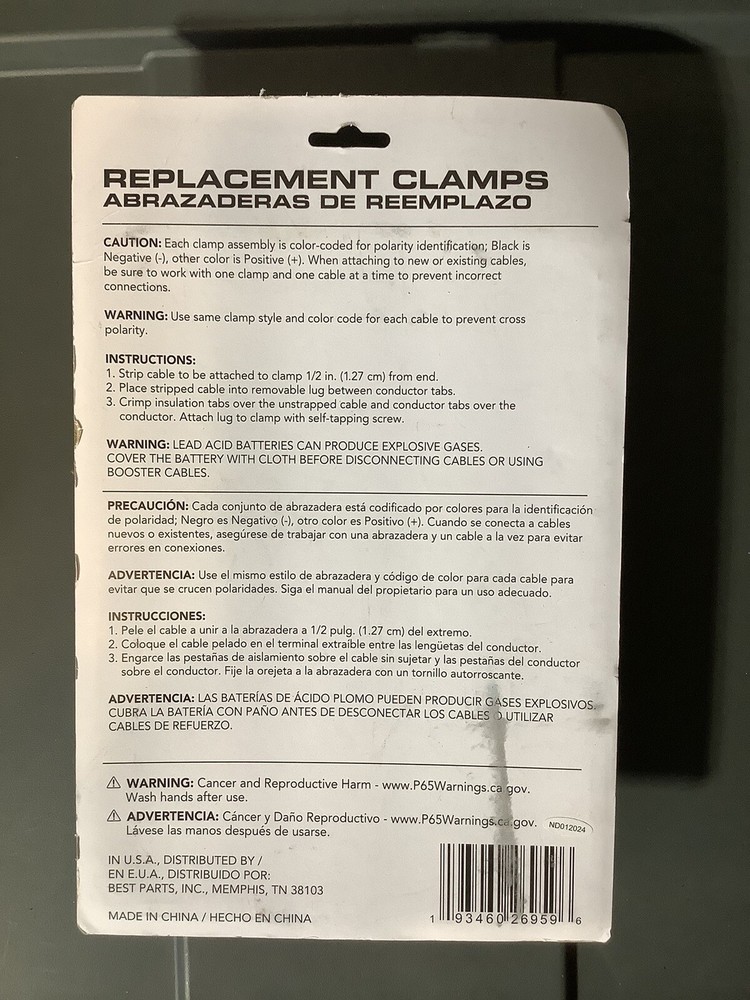 Duralast Replacement Battery Charger Clamps 00553
