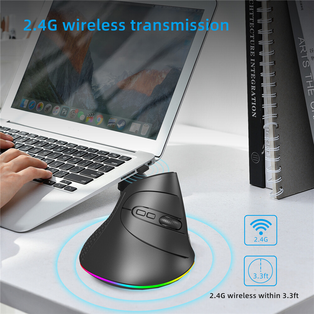 Vertical Mouse Ergonomic 2.4GHz and dual 5.1 Bluetooth-compatible Wireless
