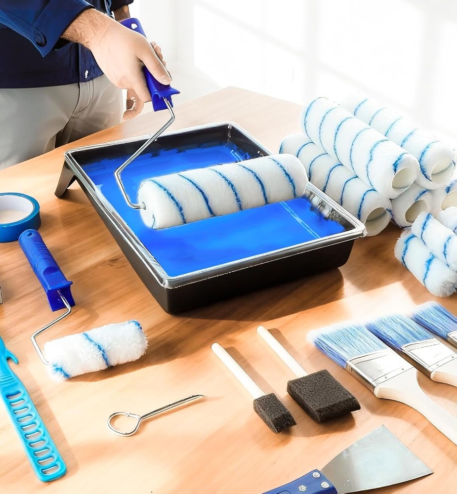 MAXWAVE Paint Roller Kit with Extension Pole, 34 Piece Set, 4" and 9" Paint Roll