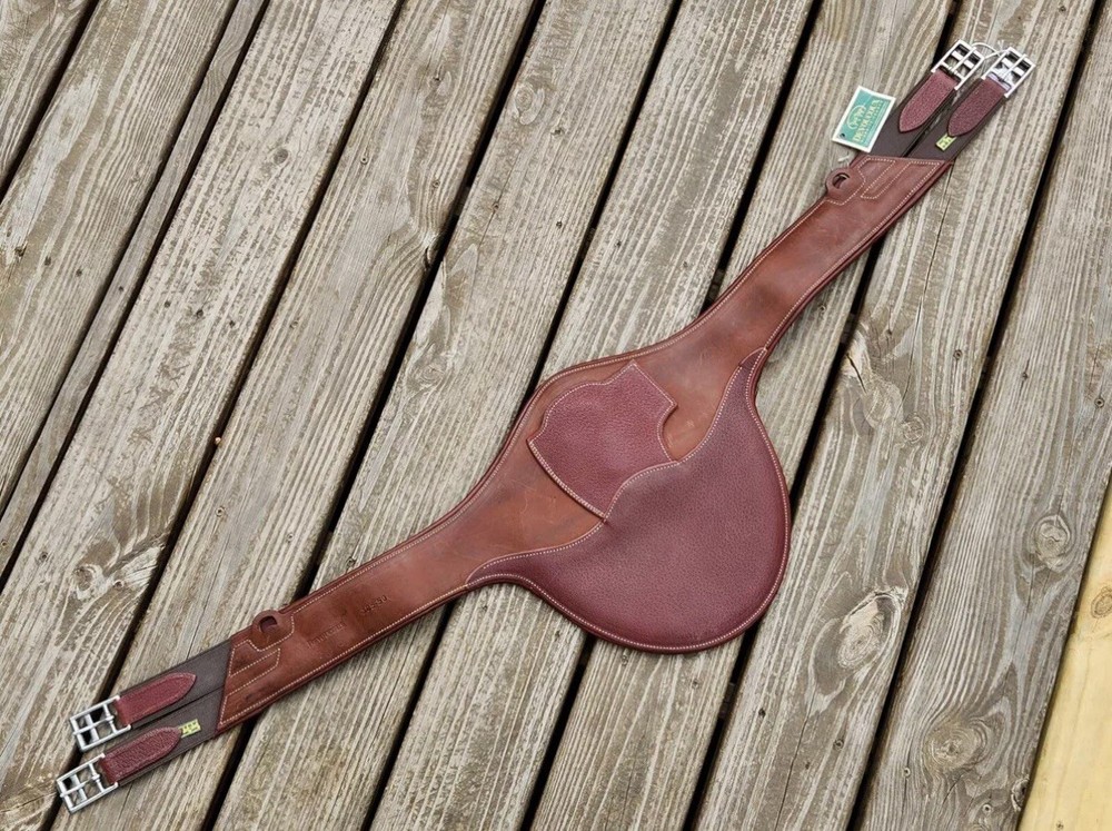 Devoucoux Medium Brown Padded Belly Guard Stud Jump Girth - Size 50"