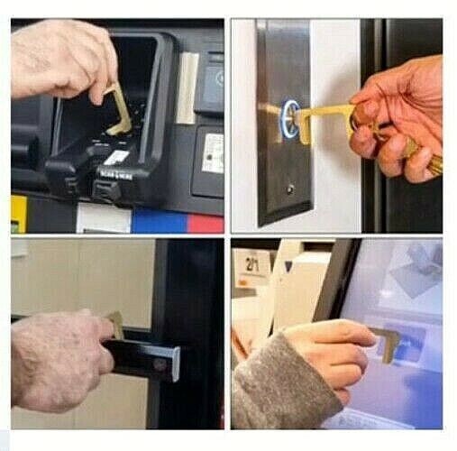 Touchless Tool Elevator Button Key Antimicrobial Alloy Hand Door Opener- Gold
