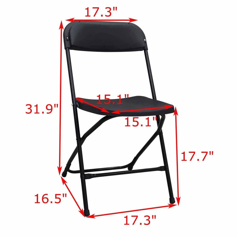 New Black Plastic Folding Chairs Stackable Chairs Enlarged Surface 10pcs/set