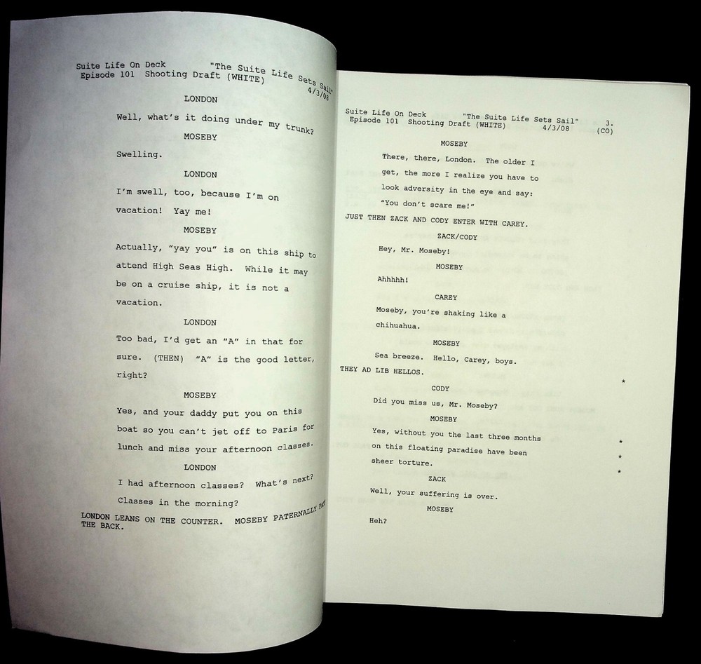 Suite Life On Deck Ep 101 "Sets Sail" 2008 TV Script Draft 042825WNON-25