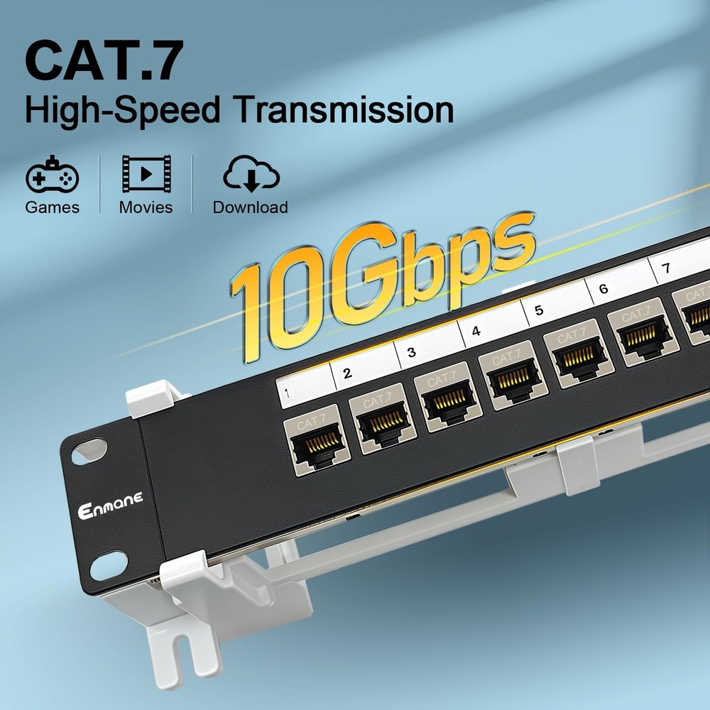 8 Port Patch Panel CAT7 Keystone Coupler Shielded Wall Mount 10 Inch 89D Rack