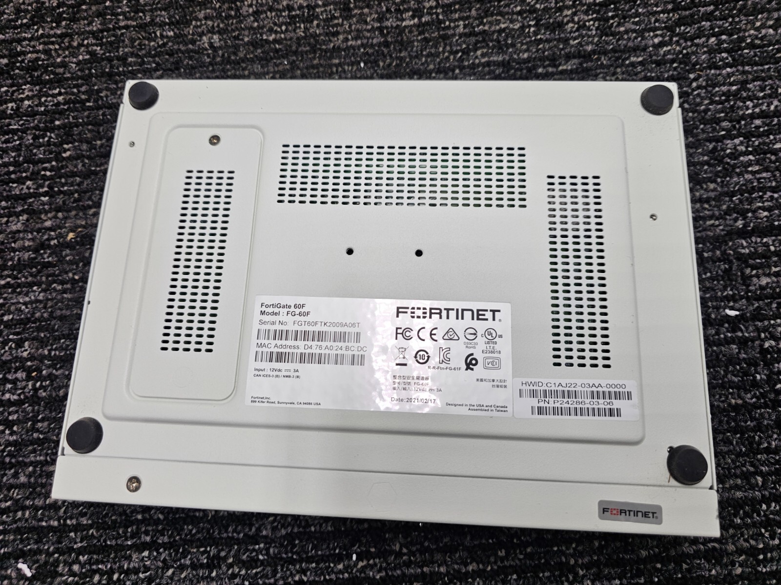 Fortinet FortiGate FG-60F Network Firewall Switch FG-60F-BDL-950-36