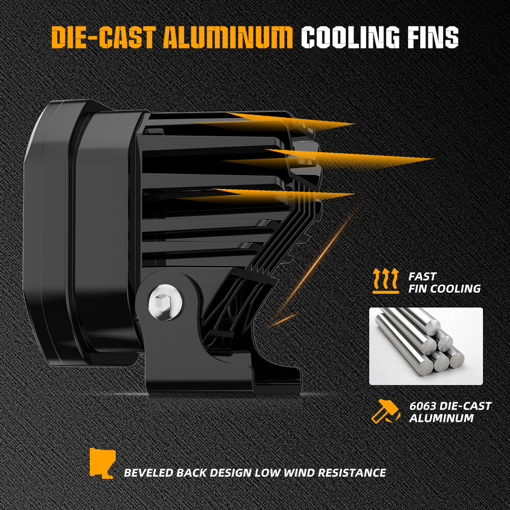 Colight 3INCH Squadron Sport White LED Pair Driving/Combo Lights w/ Wire Harness