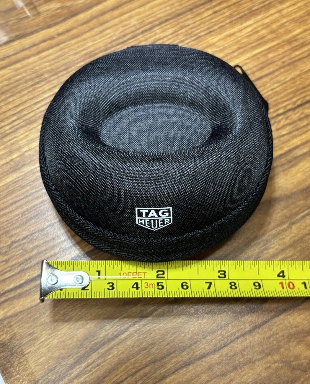 TAG Heuer Watch Storage Case Travel Compact Size w/ Zipper Round Black & Gray