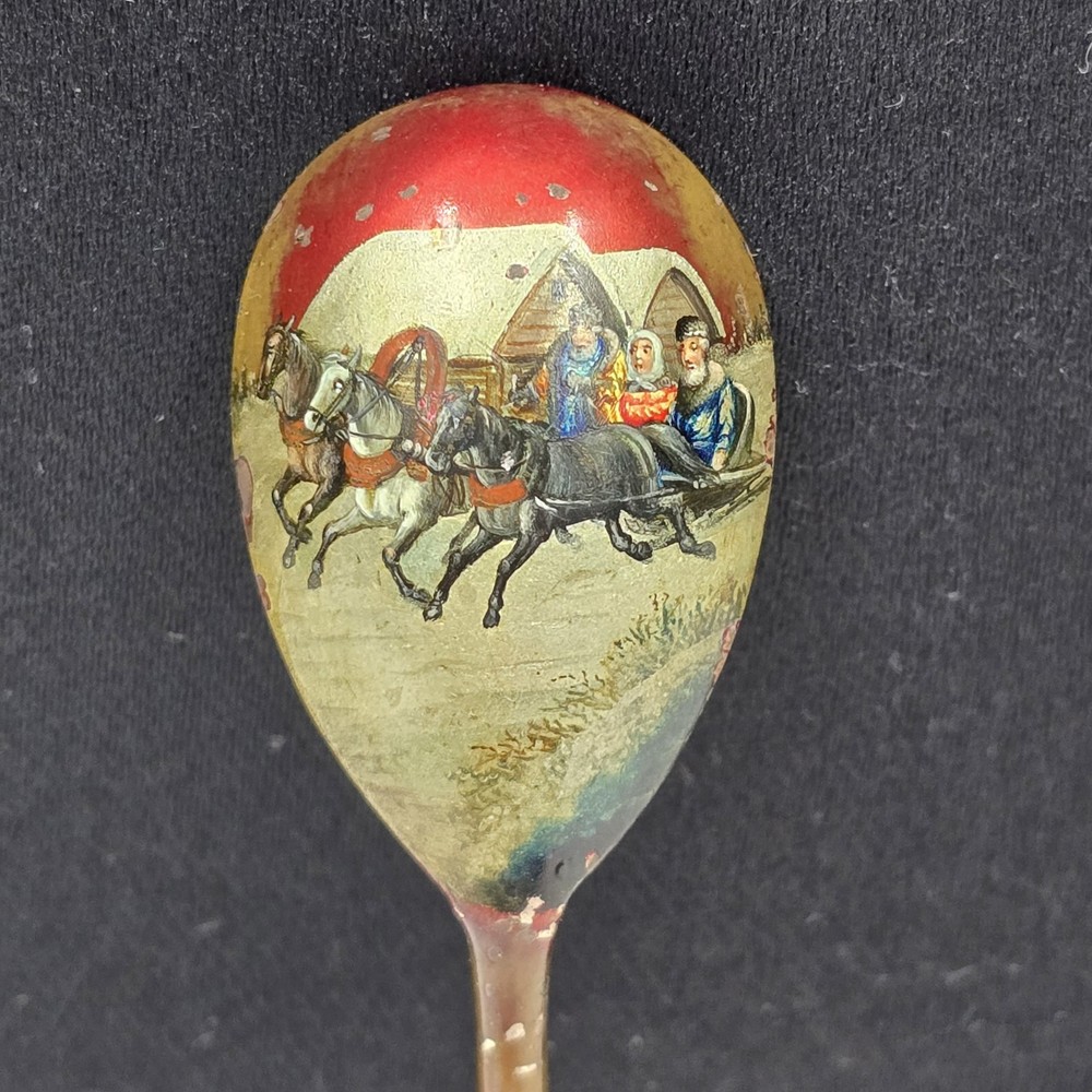 Antique Polychrome Russian Silver Small Spoon