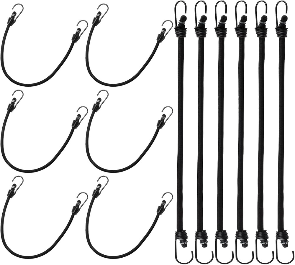 12 Pack Mini Bungee Cords with Hooks, 10 Inch Elastic Bungee Straps for Securing