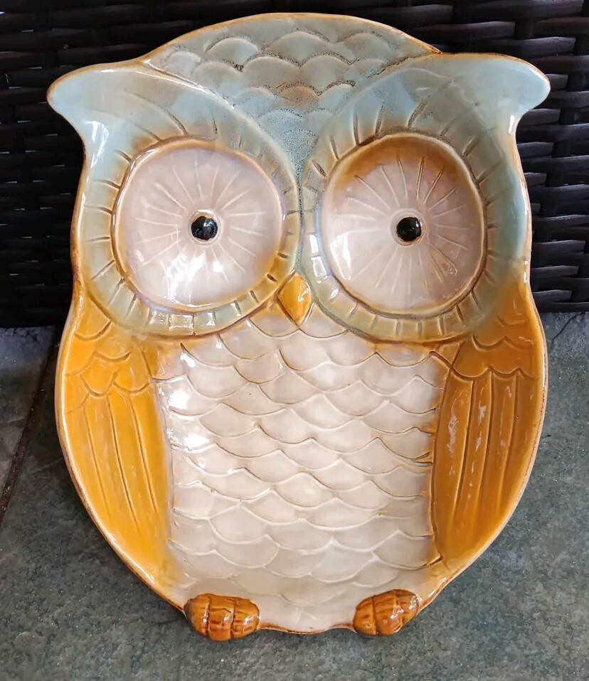 Owl Shape Serving Bowl Platter 9.5" X 7.5" Decorative Kitchen Decor