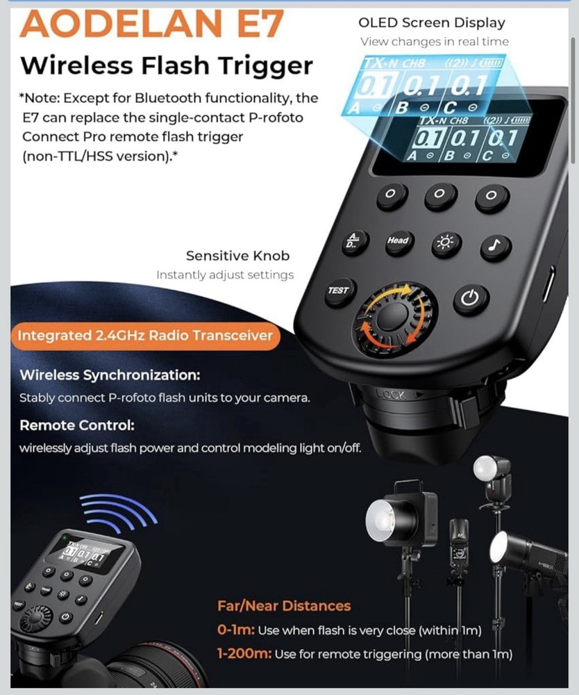 Aodelan Wireless Flash Trigger Transmitter for Profoto Air1/Air2 System Non-TTL