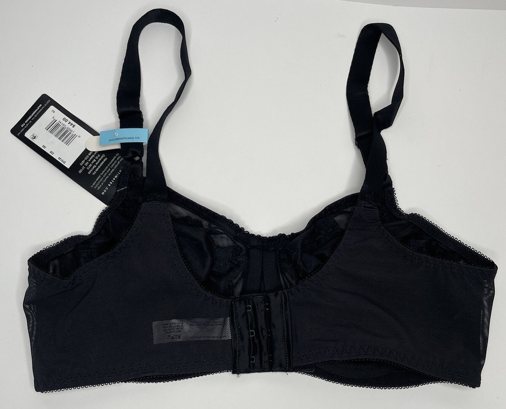 Bali Black Bra 34C Classic Support Underwire Full Coverage Flowers