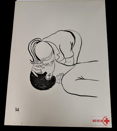 Vtg American National Red Cross Basic First Aid Drawing 2 Side Ephemera 1970 14