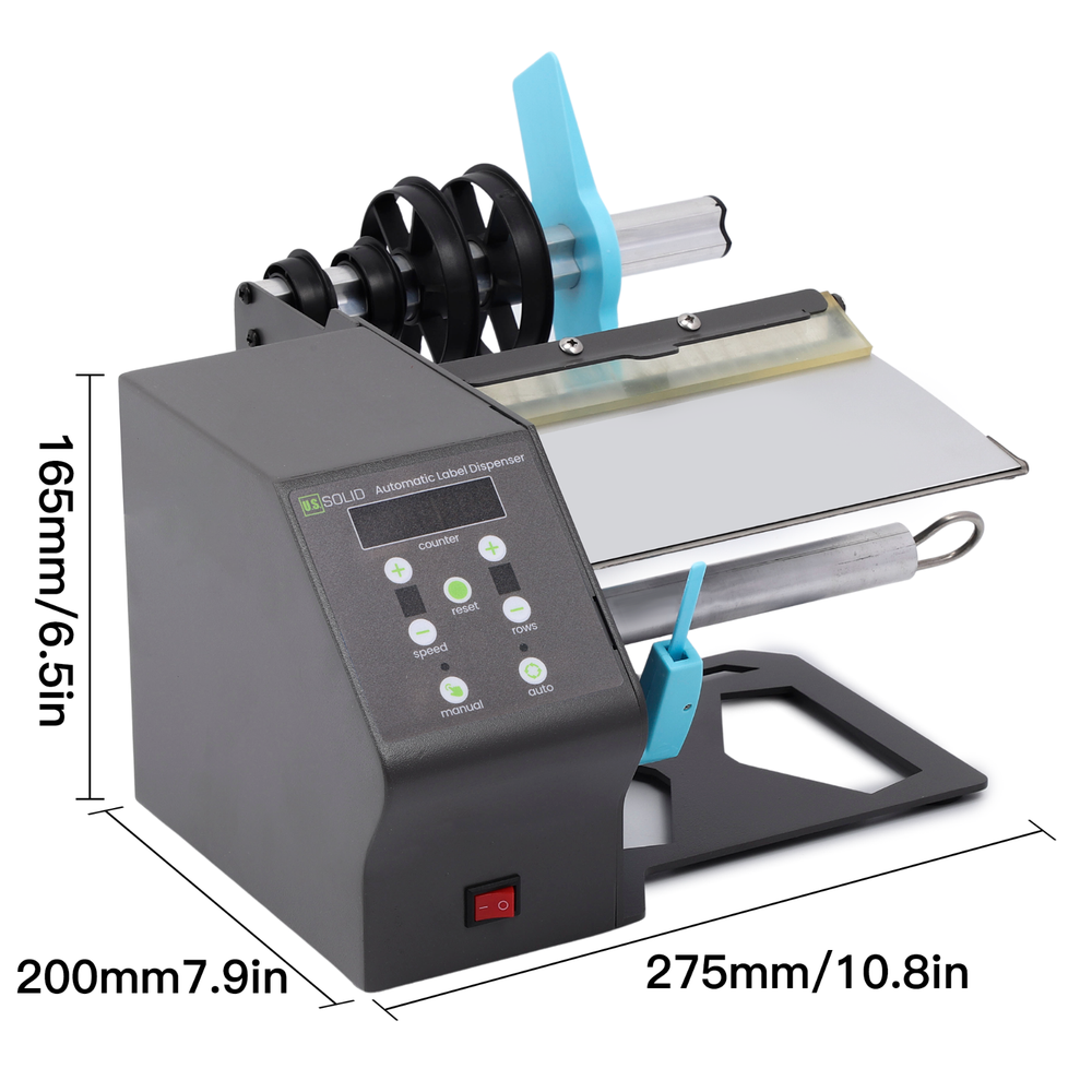 U.S. Solid Automatic Label Dispenser, Counter 9999999, 9 Speeds, 5-180mm Width