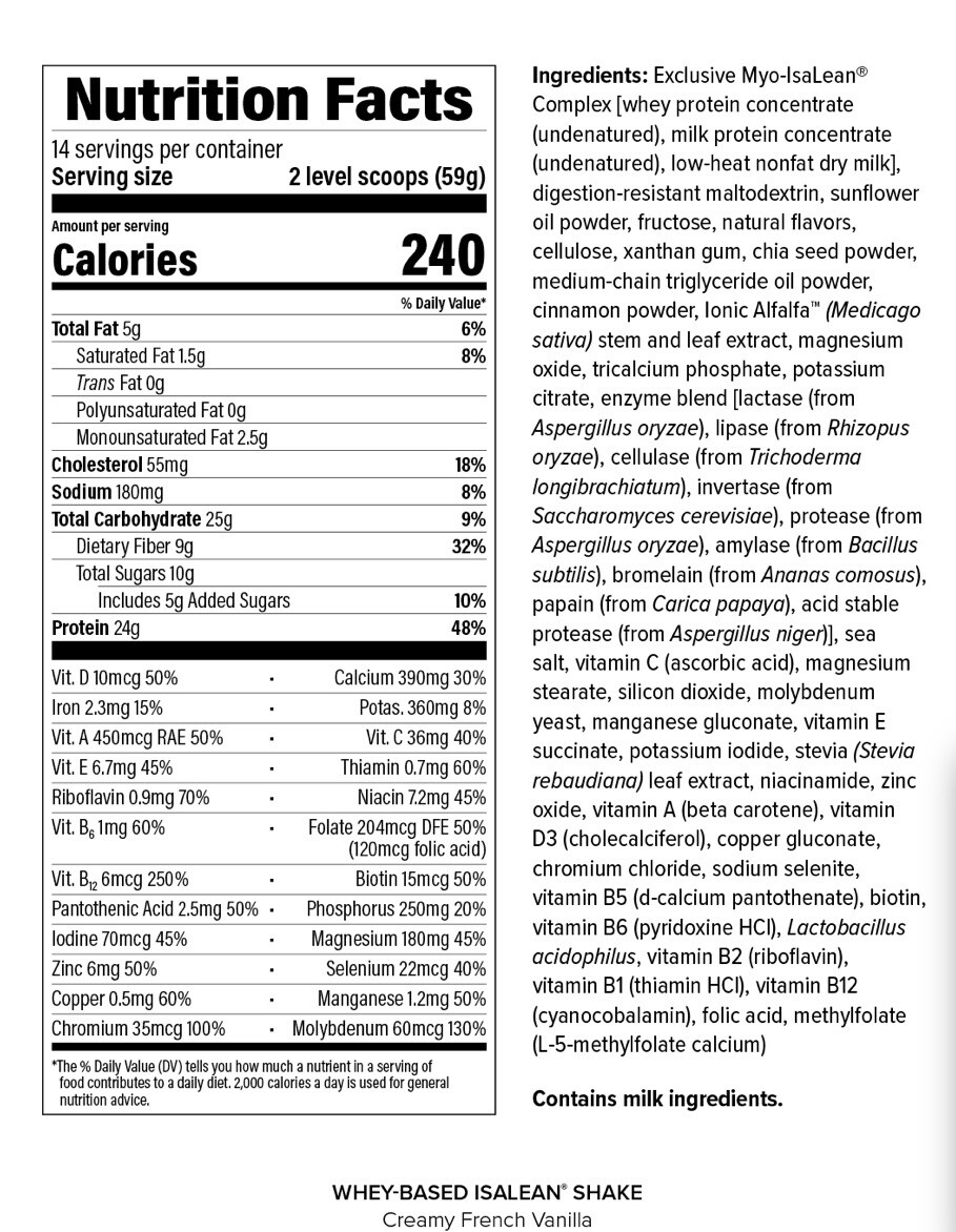 Isagenix Isalean shake Creamy French Vanilla 29.1 Oz Exp 8/24 Free Shipping