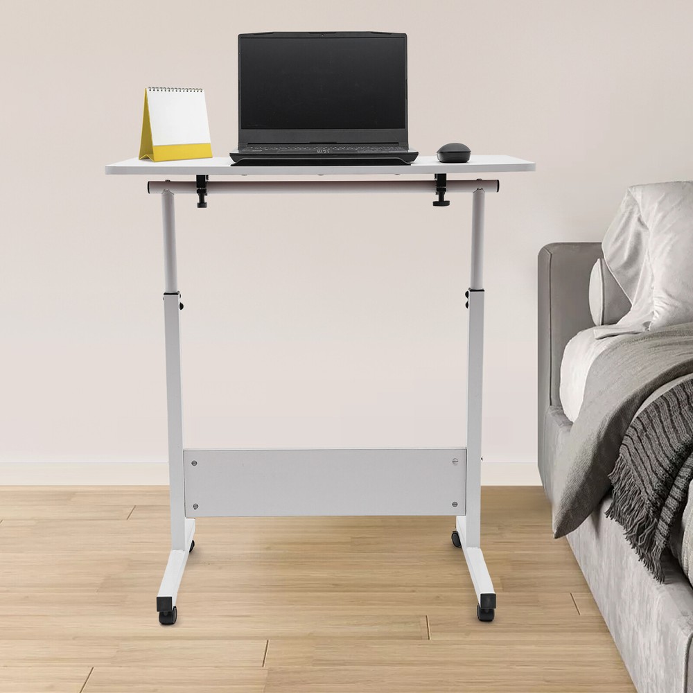 Adjustable Height Rolling Desk with Tilted Surface for Home and Office