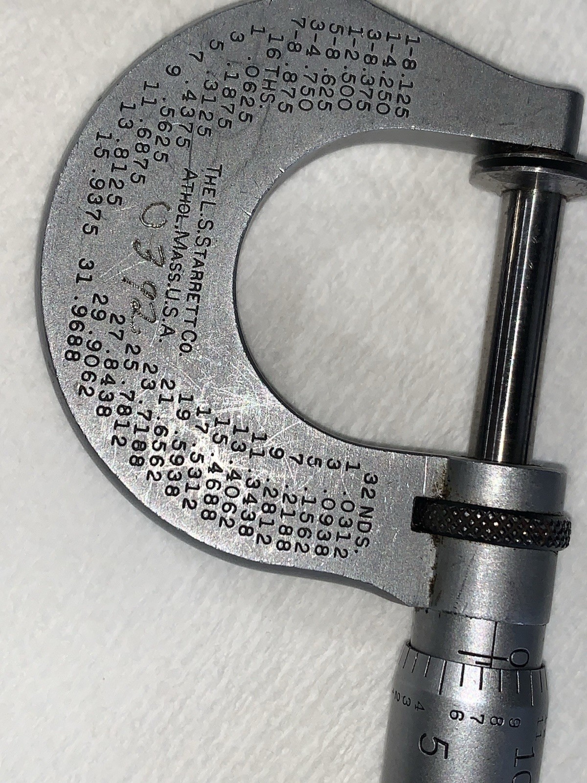 Vg Starrett 256 Disc-Type Outside Micrometer 0-1” Ratchet Stop Has Engravings