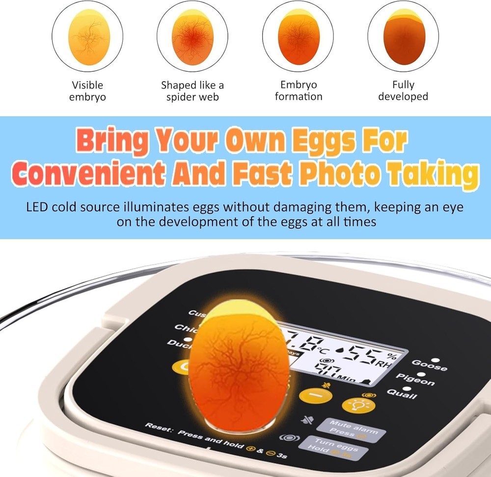 18 Egg Incubator Auto Turning Temp & Humidity Control Smart Hatcher