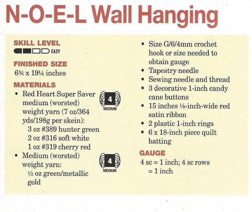 NOEL Wall hanging (P129) Vintage crochet pattern