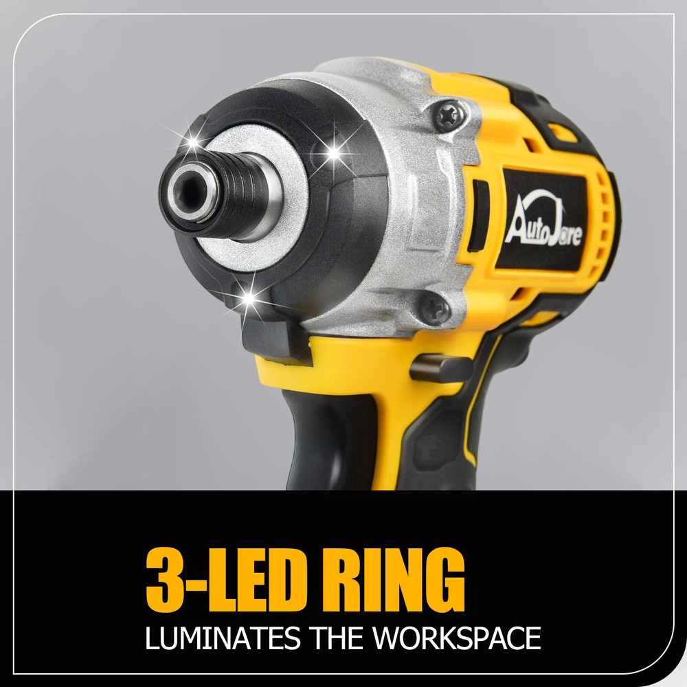 Brushless Cordless Impact Driver for Dewalt 20V Max Battery,1/4" Compact,2 Speed