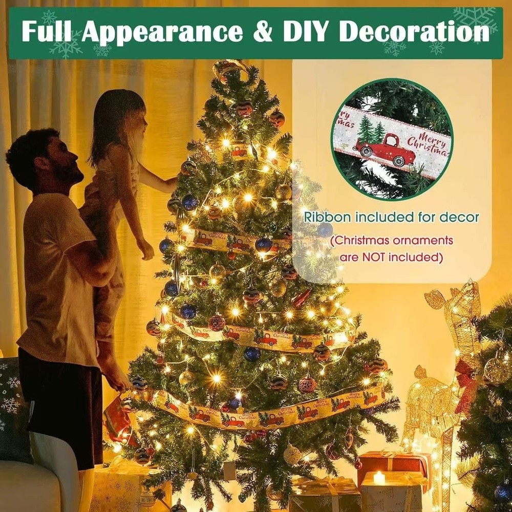 6FT Hinged Artificial Christmas Pine Tree w/ 1000 Dense Branches, easy assembly