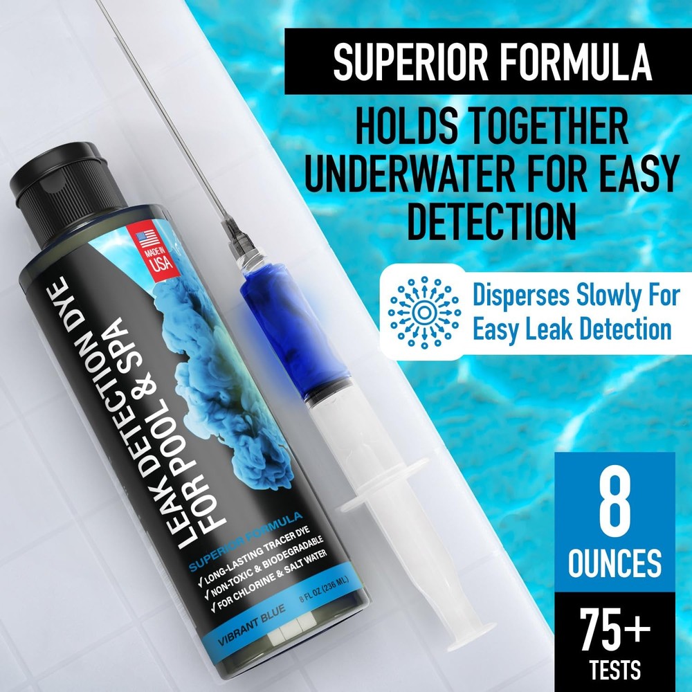 Pool Leak Detection Dye Kit - with 2 Precision Applicators - Vibrant Blue