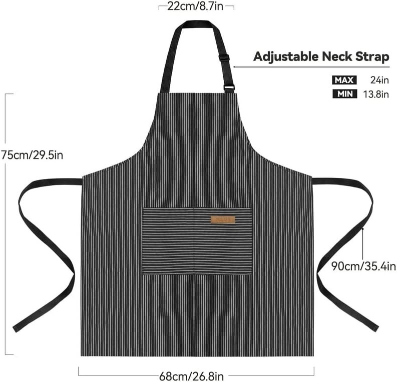 2 Pack Kitchen Cooking Aprons, Adjustable Bib Soft Chef Apron with 2 Pockets ...