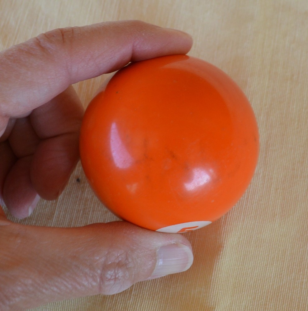 Vintage Pool Ball No. 5 Solid Orange Replacement Re-purpose