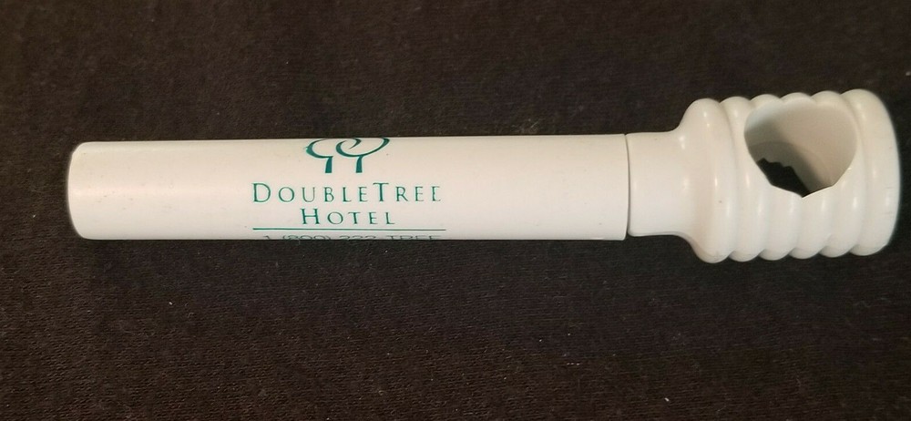 DoubleTree Hotel Corkscrew / Bottle Opener - White Plastic w/ Lt Blue Graphics