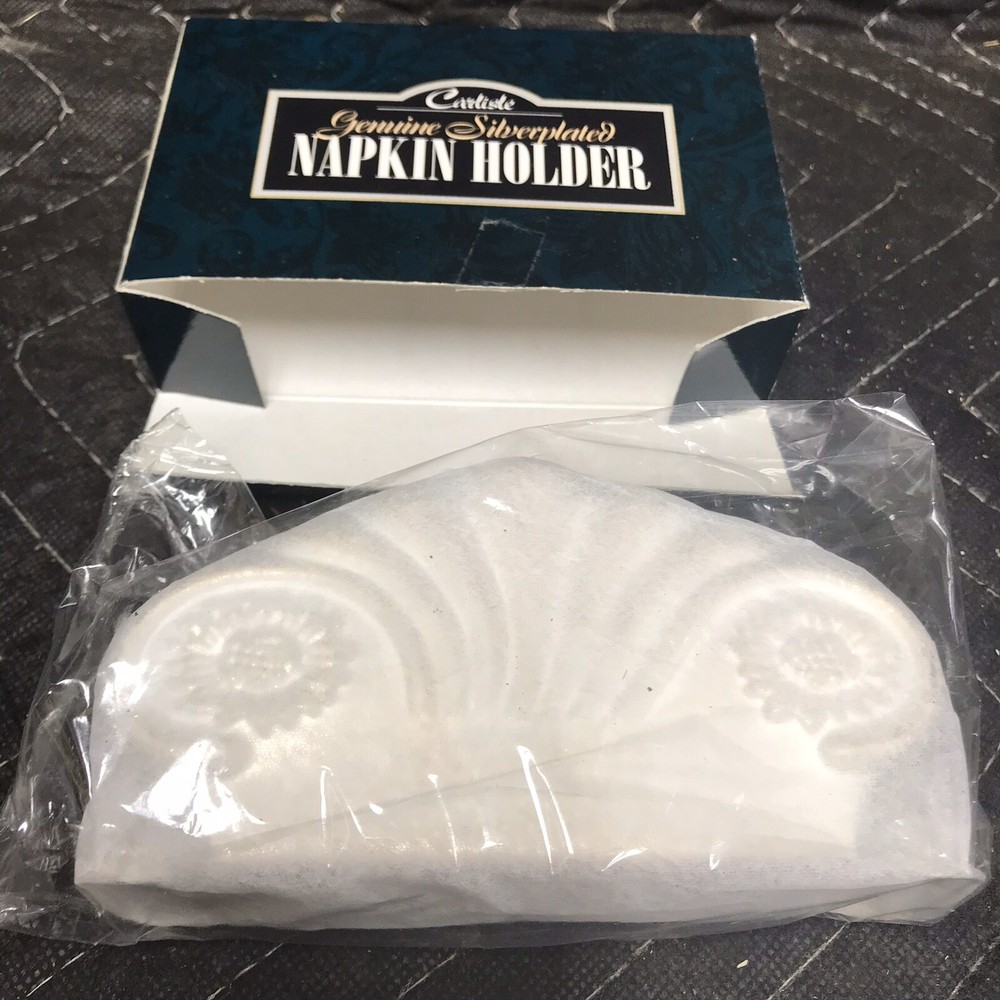 Vintage Art Deco Silver Plate Carlisle Napkin holder Shell Shape 5"Long,2.5"Tall