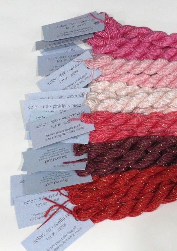 Silk & Ivory Stardust Metallic Needlepoint Thread, Fiber, Wool - Brown Paper Pkg