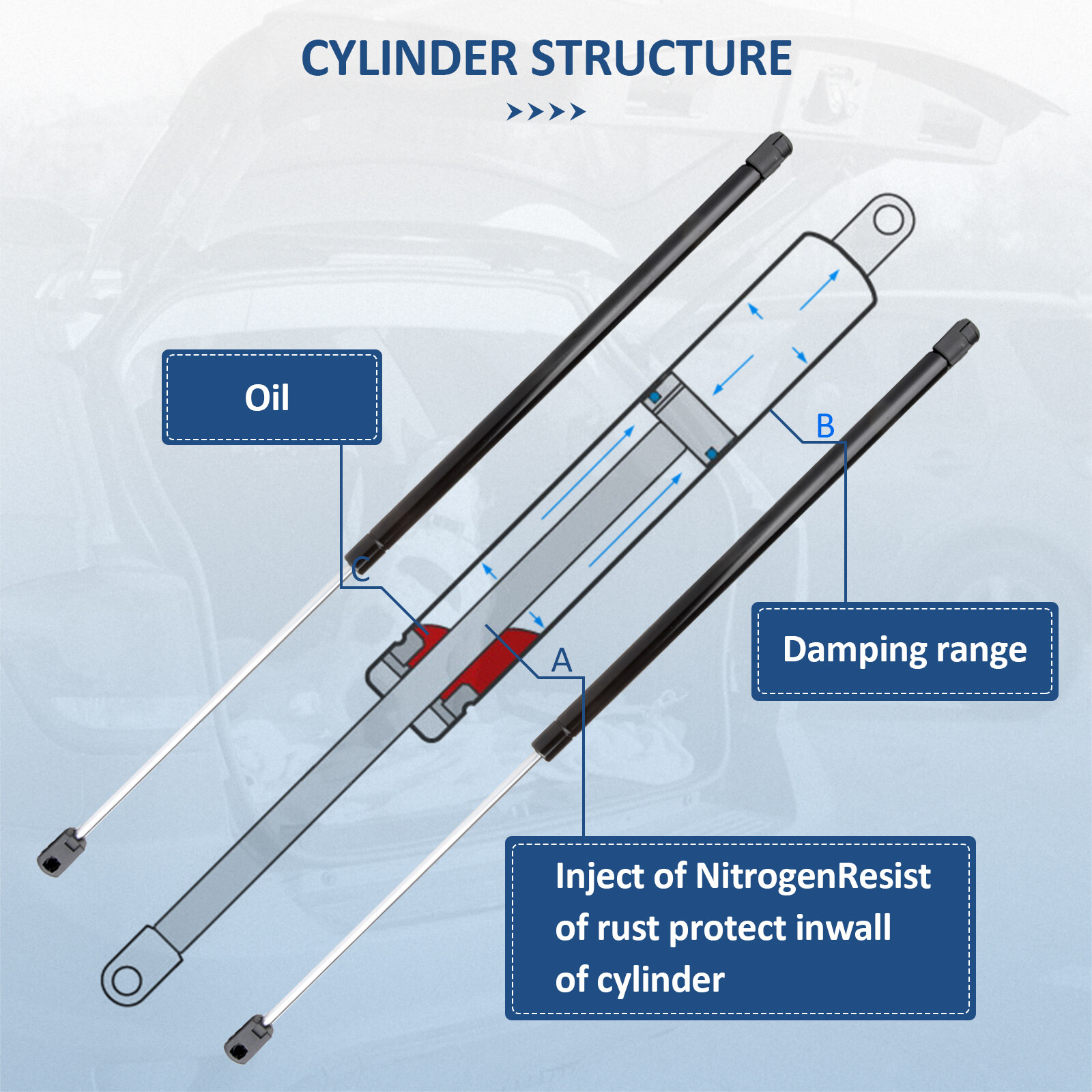 For 2002-2009 Chevy Trailblazer 4 Pcs Window + Liftgate Lift Supports Struts