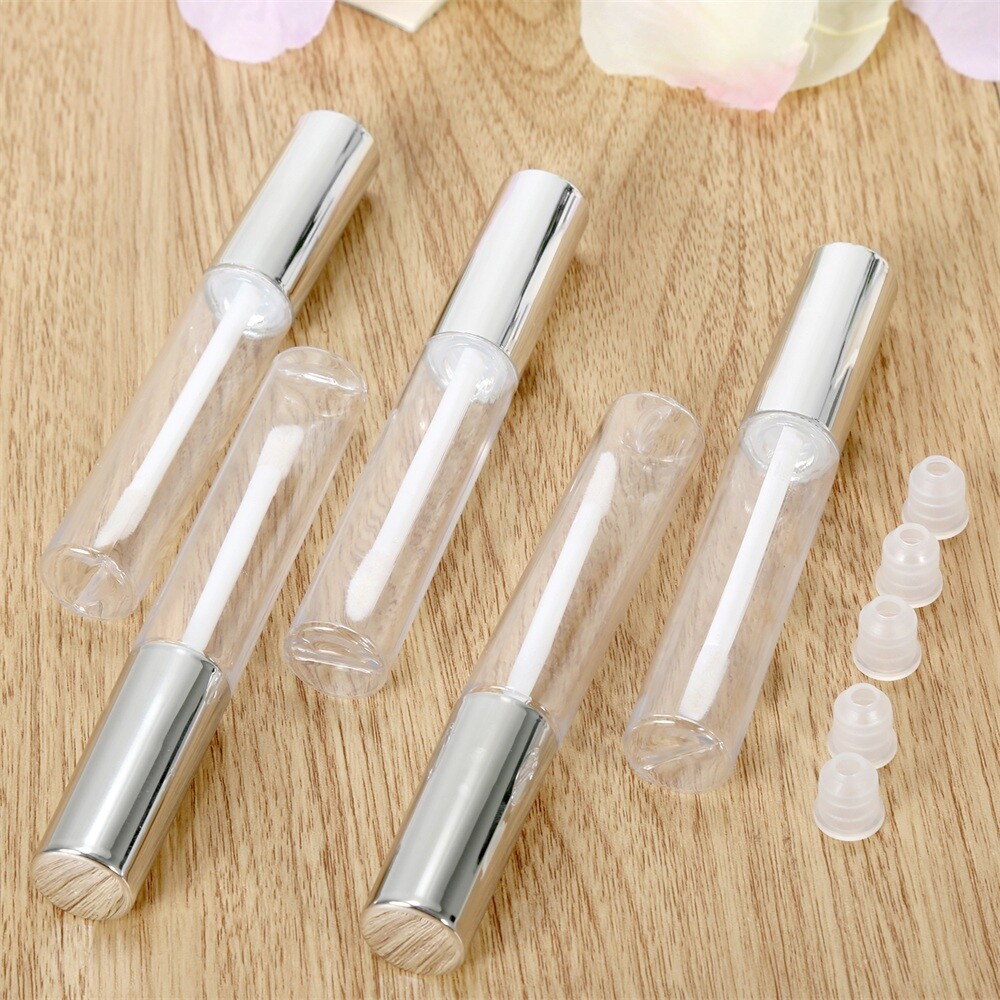 Silver Lid Clear Plastic Empty Lip Gloss Balm Bottle Cosmetic Container 10ML