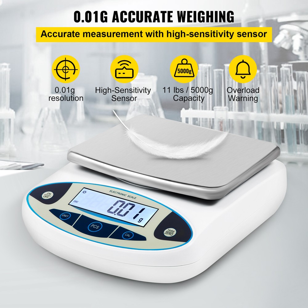 VEVOR Lab Analytical Balance Digital Precision Scale 5000g x 0.01g Precision
