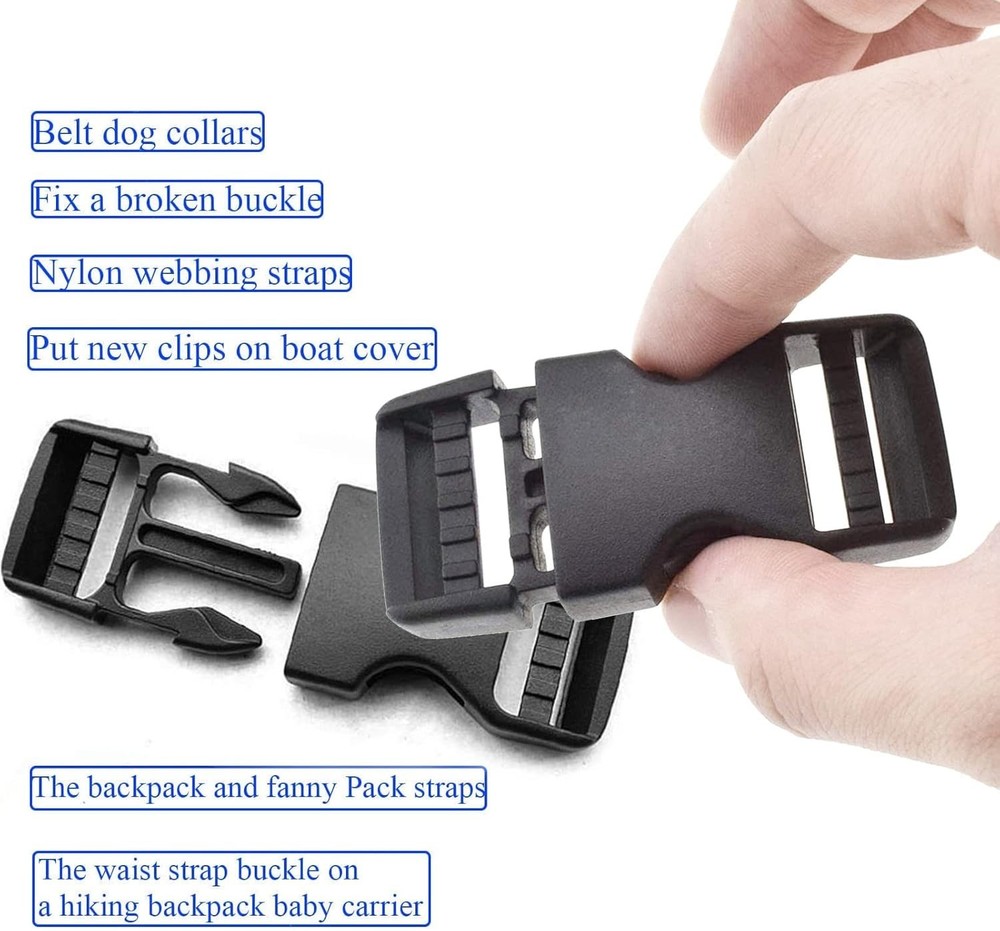 2-Pack 1 Inch Heavy-Duty Side Release Buckles - Quick, Adjustable & Versatile