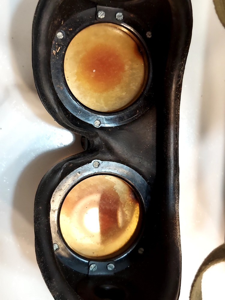 Antique WWII Goggles Variable Density With Tin & 3 Filters FAIR