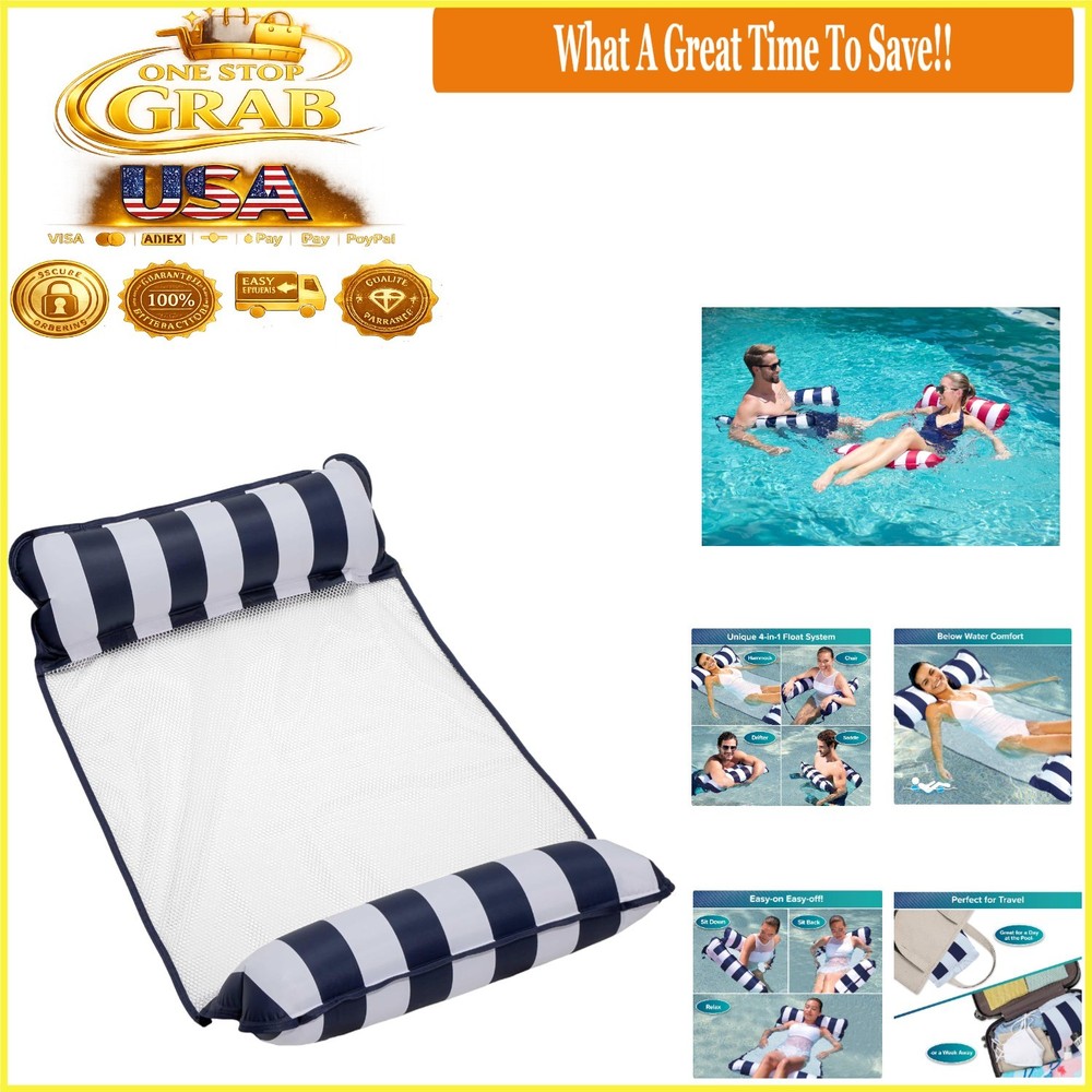 Aqua  4-in-1 Monterey Inflatable Pool Float Navy Blue
