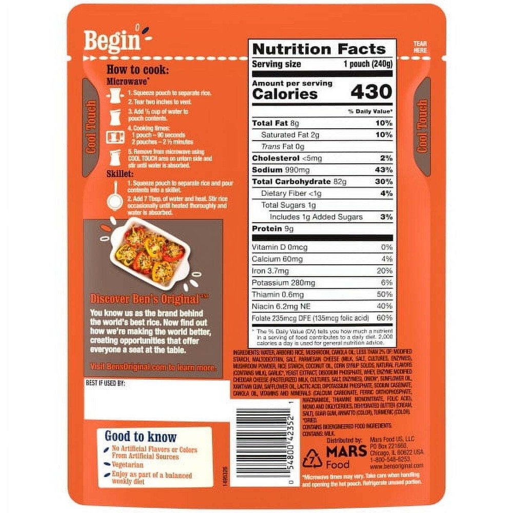 Mushroom Risotto Flavored Rice, Easy Dinner Side, 8.5 oz Pouch