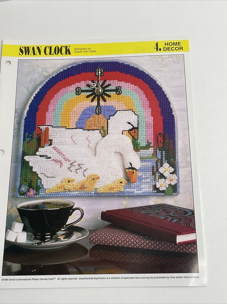Annie's Attic Swan Clock Plastic Canvas Pattern