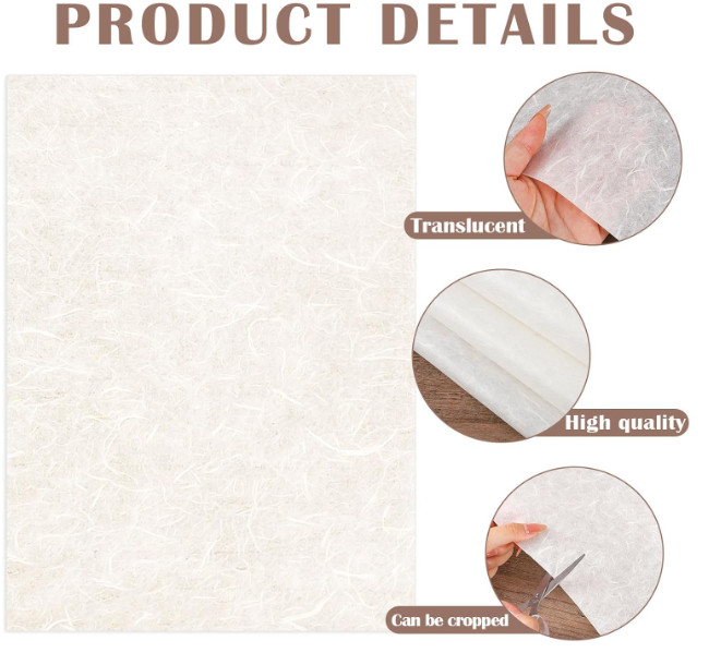 60 Sheets Mulberry Paper 8.5 x 11, Rice Paper Handmade Decoupage Sheets for
