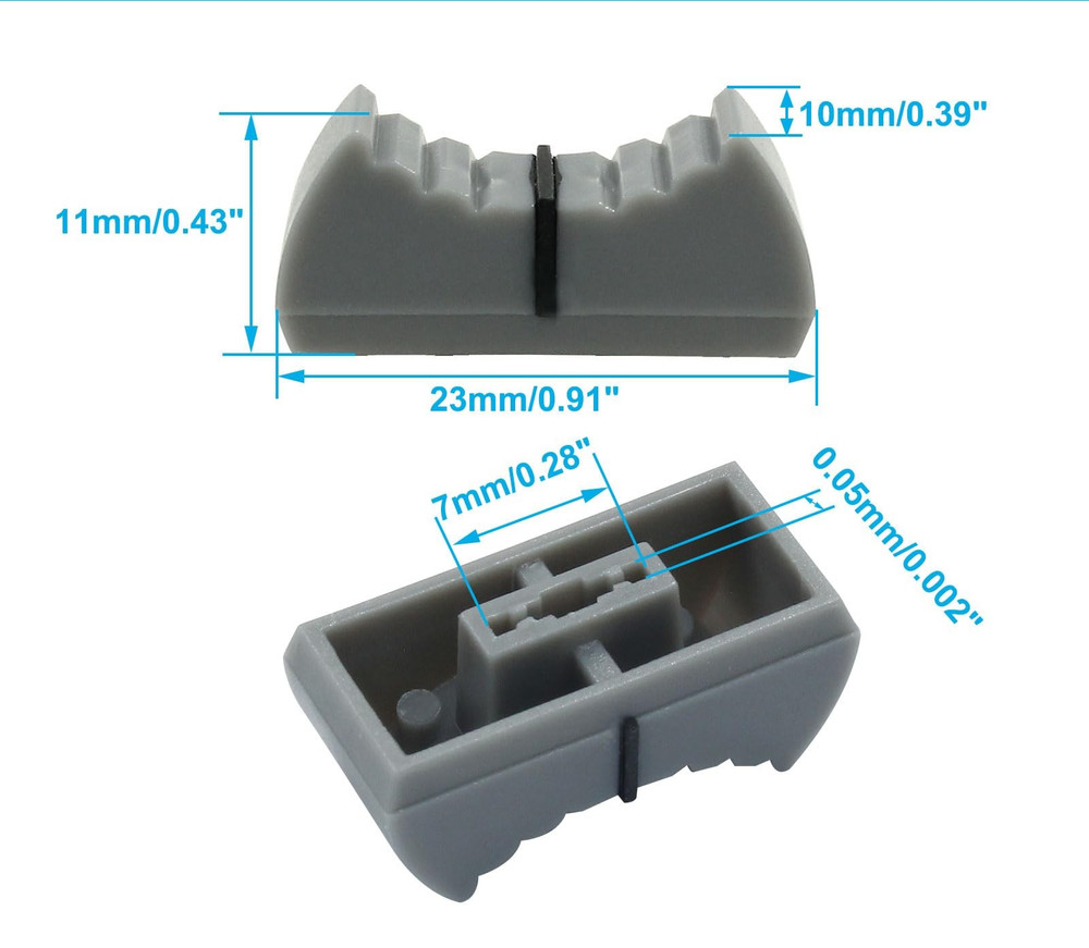 20 Gray Slider Fader Replacement Knobs 23x11mm Plastic Mixer Console Volume Part