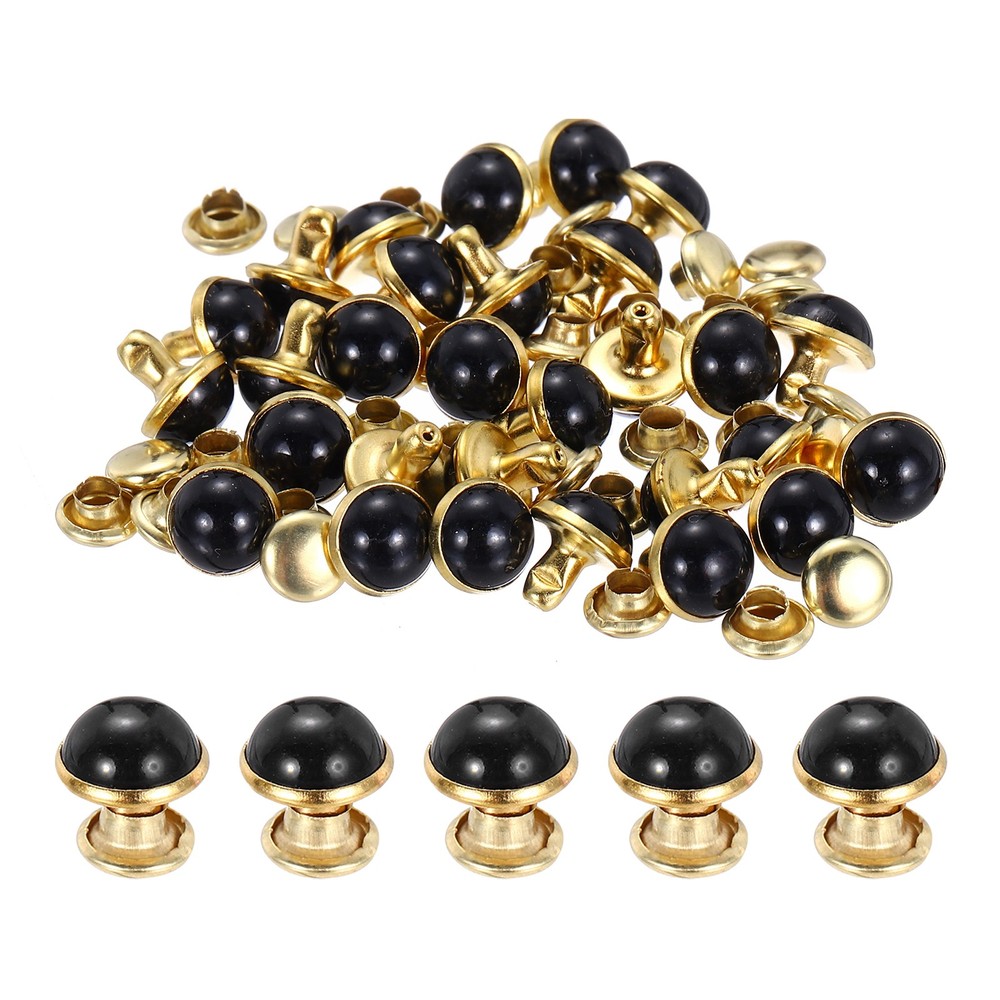 7.5mm Turquoise Studs Rivets, 30 Sets Leather Rivets, Black
