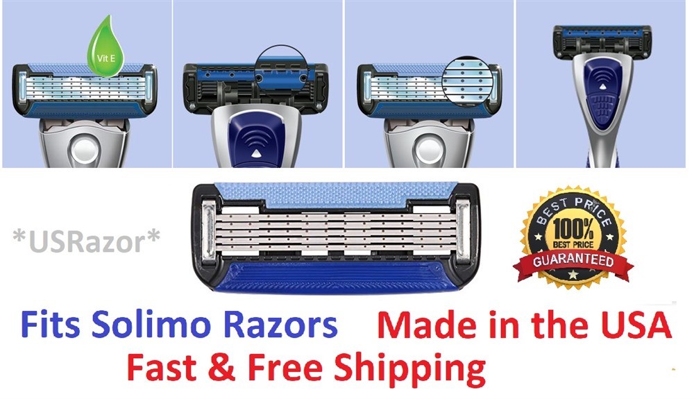 12 Solimo 5-Blade Razor Refills for Men with Precision Beard Trimmer Refills